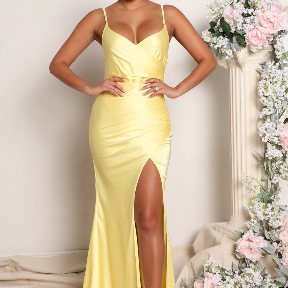 beautiful canary yellow cocktail dress